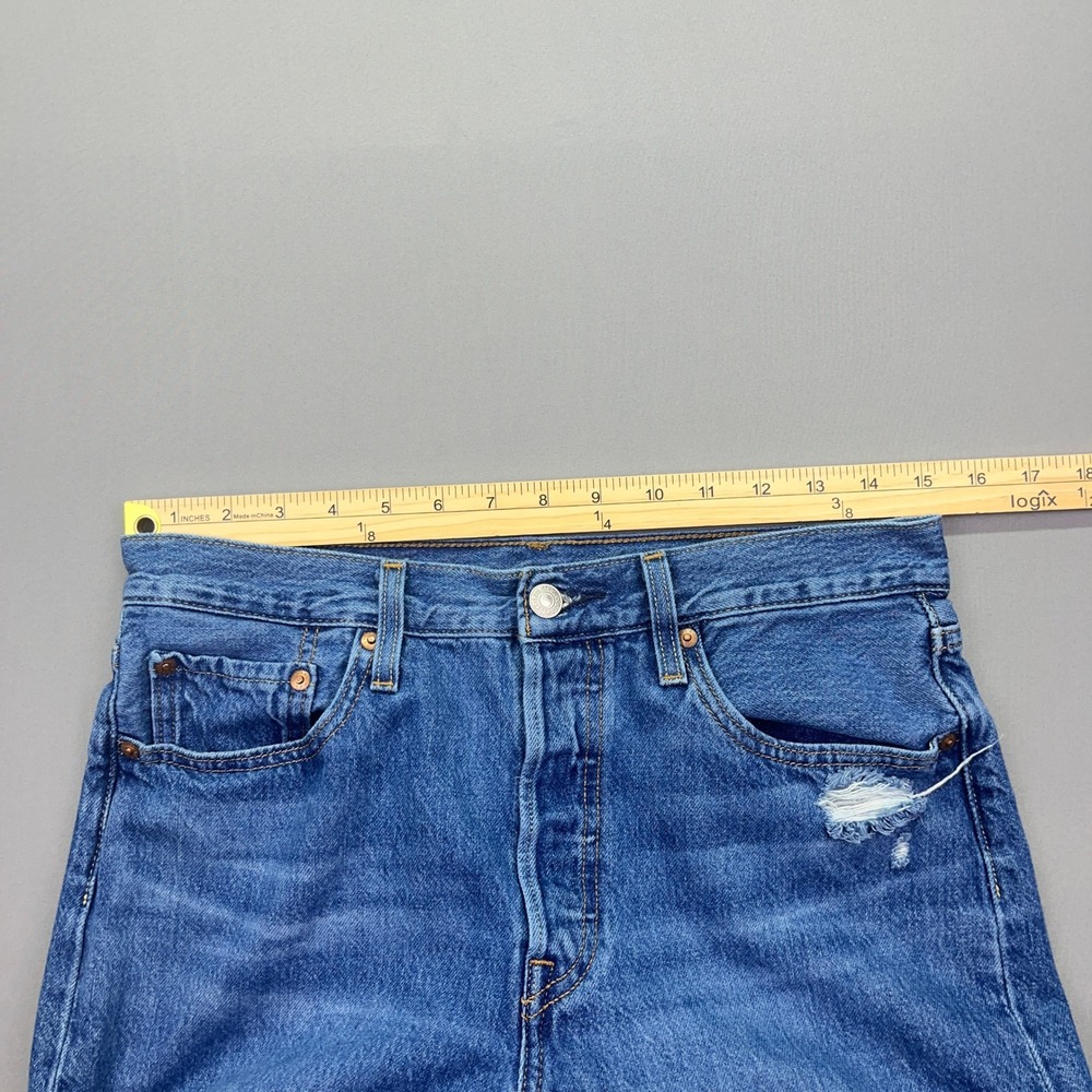Levi's 501 Premium Jeans Distressed Ripped Knee Button Fly Womens W29 Y2K Grunge - Picture 4 of 13